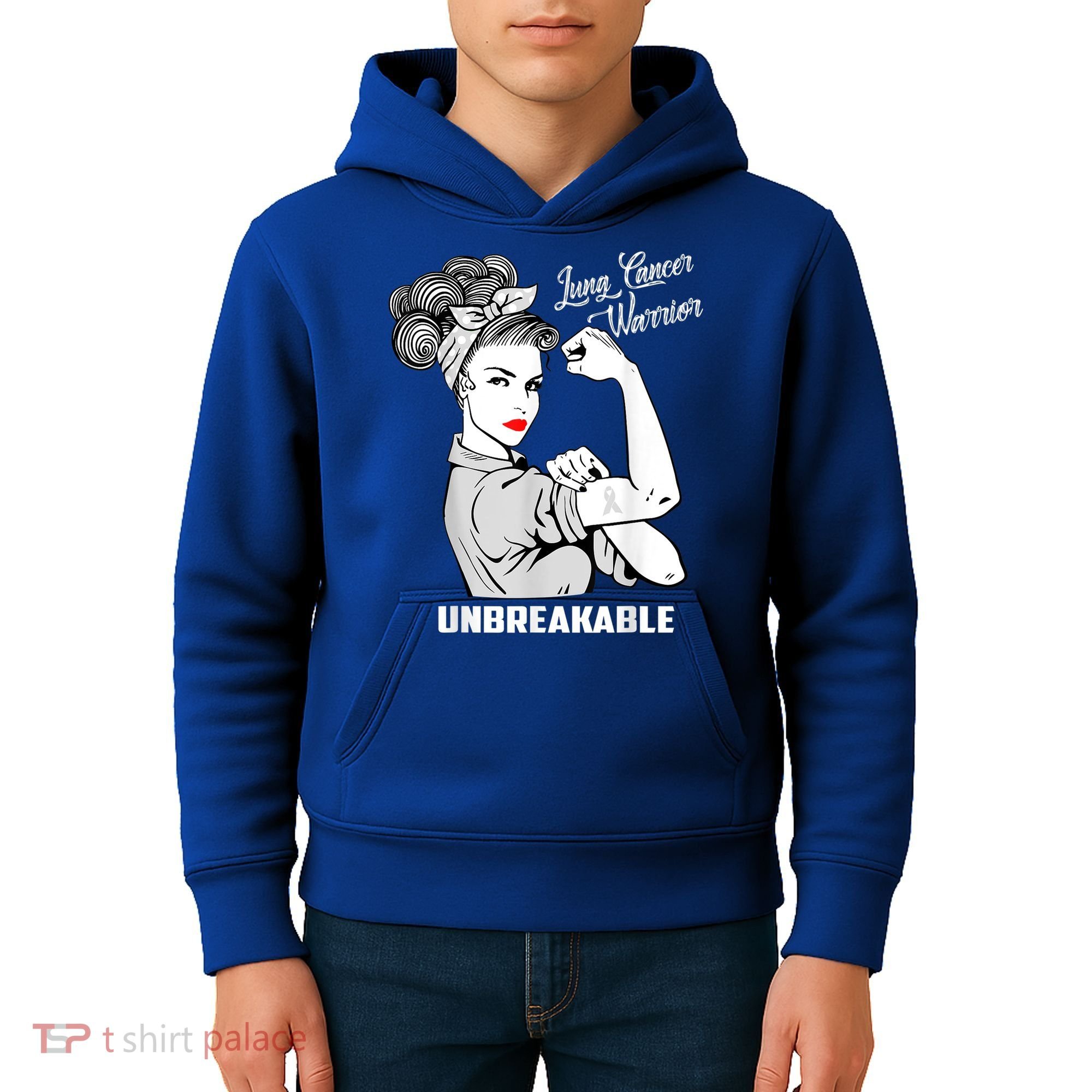 Lung Cancer Warrior Unbreakable Gift Awareness Gifgift Kids Hoodie