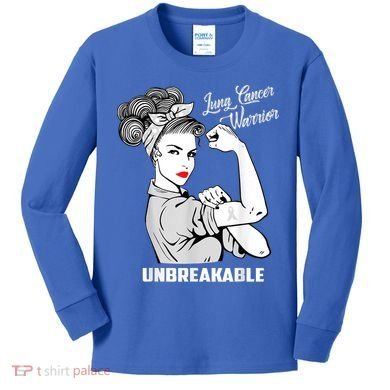 Lung Cancer Warrior Unbreakable Gift Awareness Gifgift Kids Long Sleeve Shirt