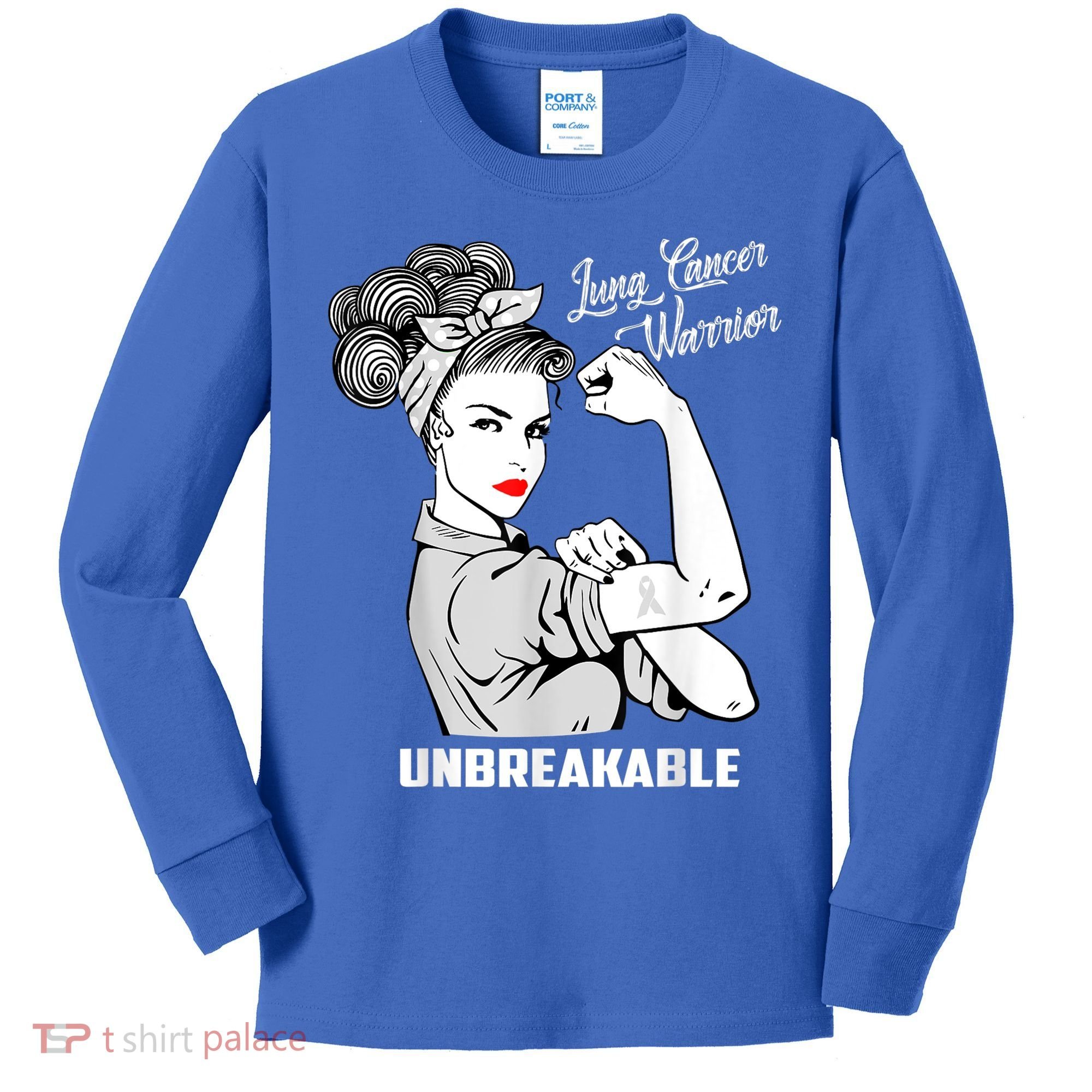 Lung Cancer Warrior Unbreakable Gift Awareness Gifgift Kids Long Sleeve Shirt
