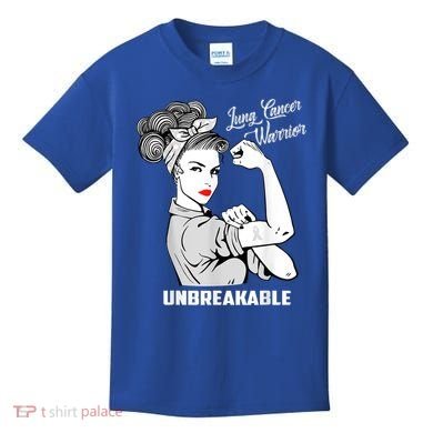 Lung Cancer Warrior Unbreakable Gift Awareness Gifgift Kids T-Shirt