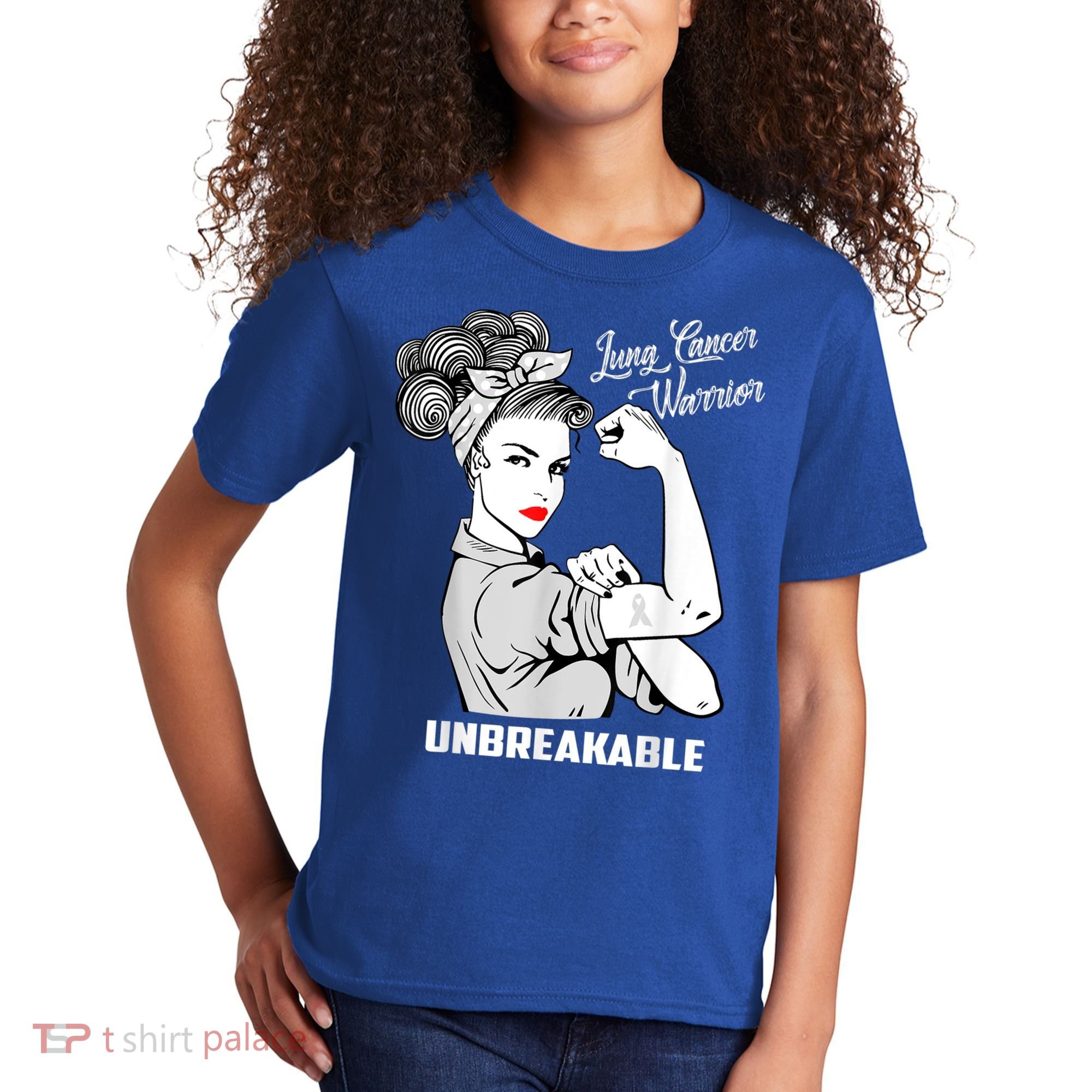 Lung Cancer Warrior Unbreakable Gift Awareness Gifgift Kids T-Shirt