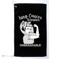 Lung Cancer Warrior Unbreakable Strong Awareness Gift Golf Towel thumb 0
