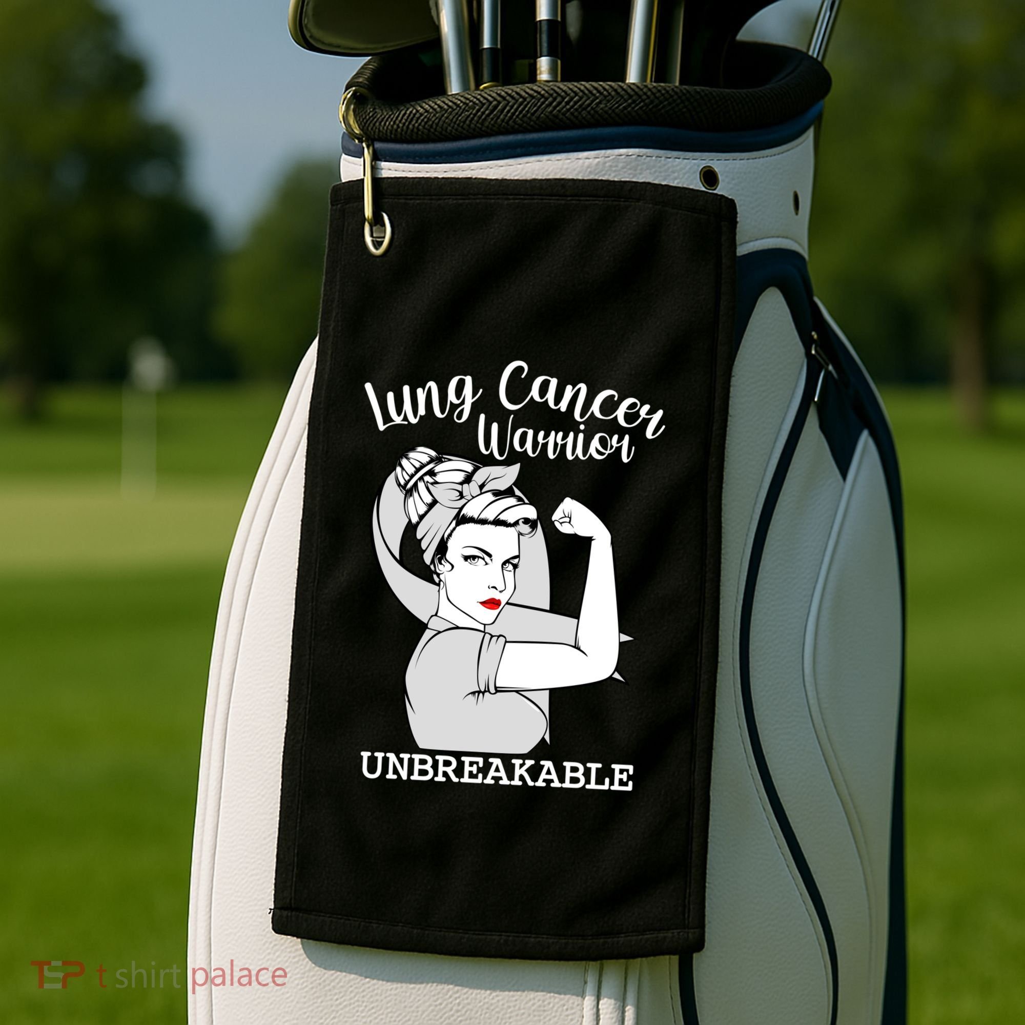 Lung Cancer Warrior Unbreakable Strong Awareness Gift Golf Towel