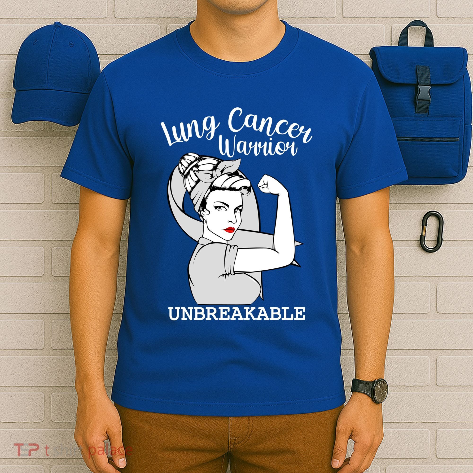 Lung Cancer Warrior Unbreakable Strong Awareness Gift T-Shirt