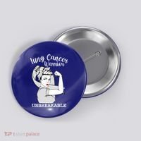 Lung Cancer Warrior Unbreakable Strong Awareness Gift Button thumb 0