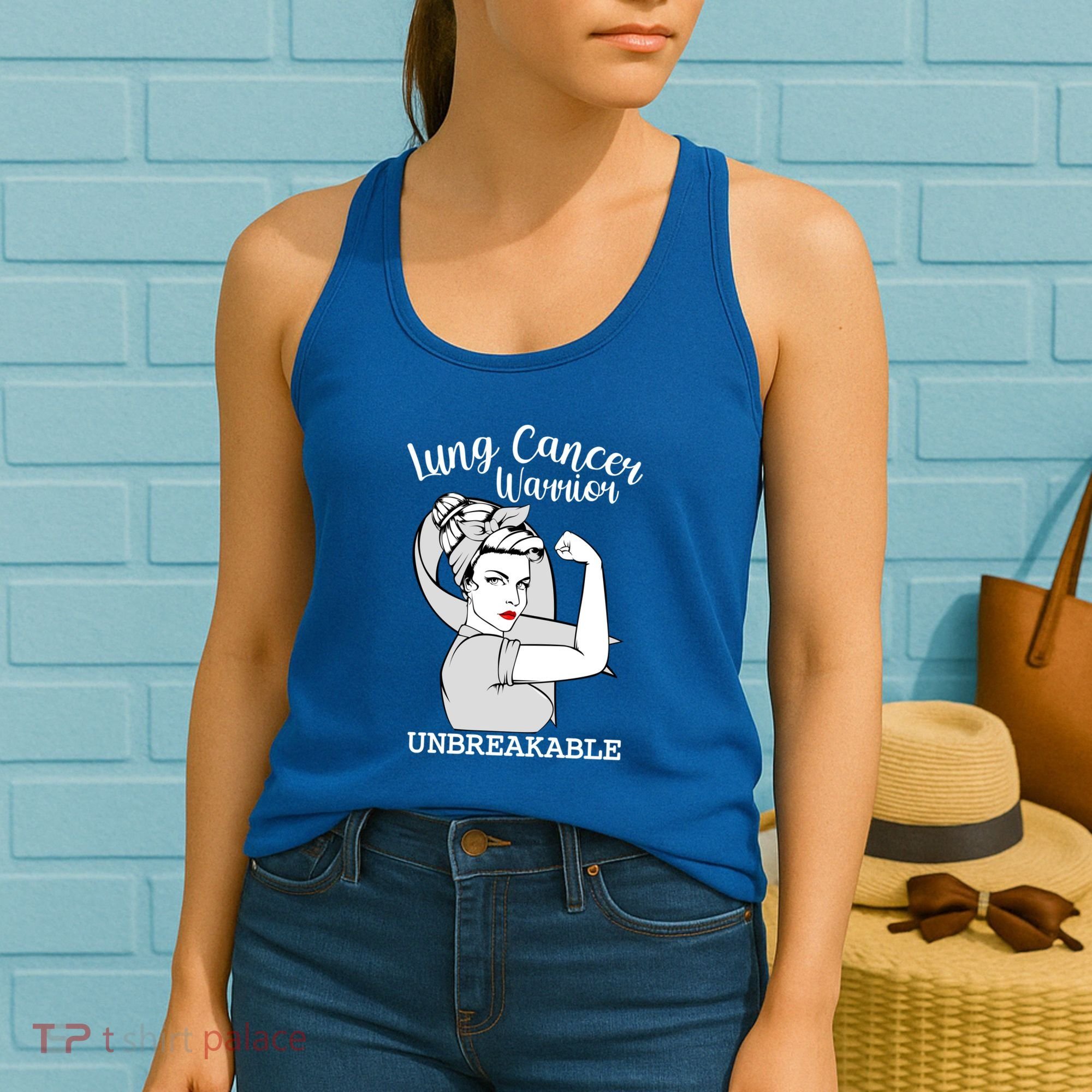 Lung Cancer Warrior Unbreakable Strong Awareness Gift Women's Tank Top
