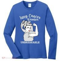 Lung Cancer Warrior Unbreakable Strong Awareness Gift Women's Long Sleeve Shirt thumb 0