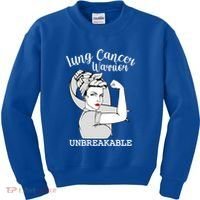 Lung Cancer Warrior Unbreakable Strong Awareness Gift Kids Sweatshirt thumb 0
