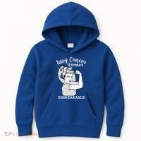 Lung Cancer Warrior Unbreakable Strong Awareness Gift Kids Hoodie thumb 0