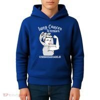 Lung Cancer Warrior Unbreakable Strong Awareness Gift Kids Hoodie thumb 4