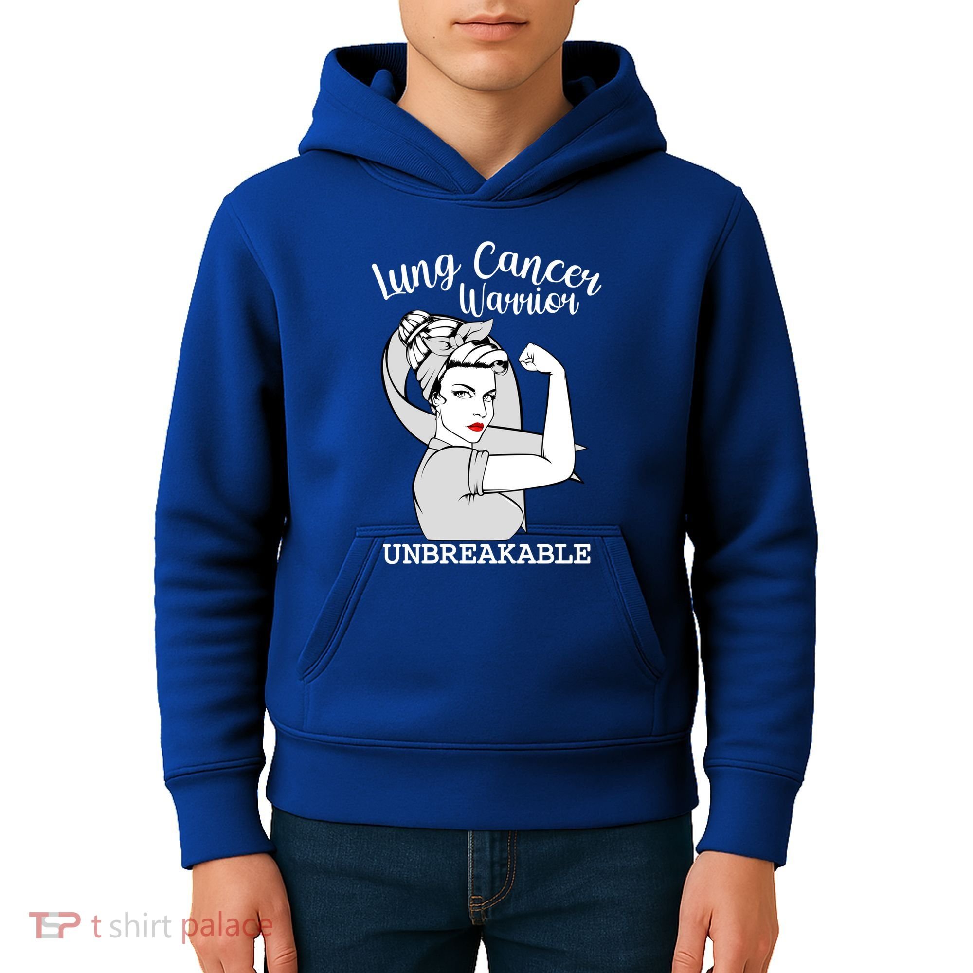 Lung Cancer Warrior Unbreakable Strong Awareness Gift Kids Hoodie