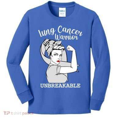 Lung Cancer Warrior Unbreakable Strong Awareness Gift Kids Long Sleeve Shirt
