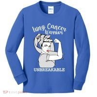 Lung Cancer Warrior Unbreakable Strong Awareness Gift Kids Long Sleeve Shirt thumb 0