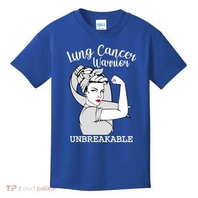 Lung Cancer Warrior Unbreakable Strong Awareness Gift Kids T-Shirt