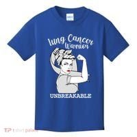 Lung Cancer Warrior Unbreakable Strong Awareness Gift Kids T-Shirt thumb 0