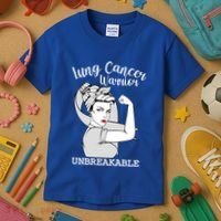 Lung Cancer Warrior Unbreakable Strong Awareness Gift Kids T-Shirt thumb 3