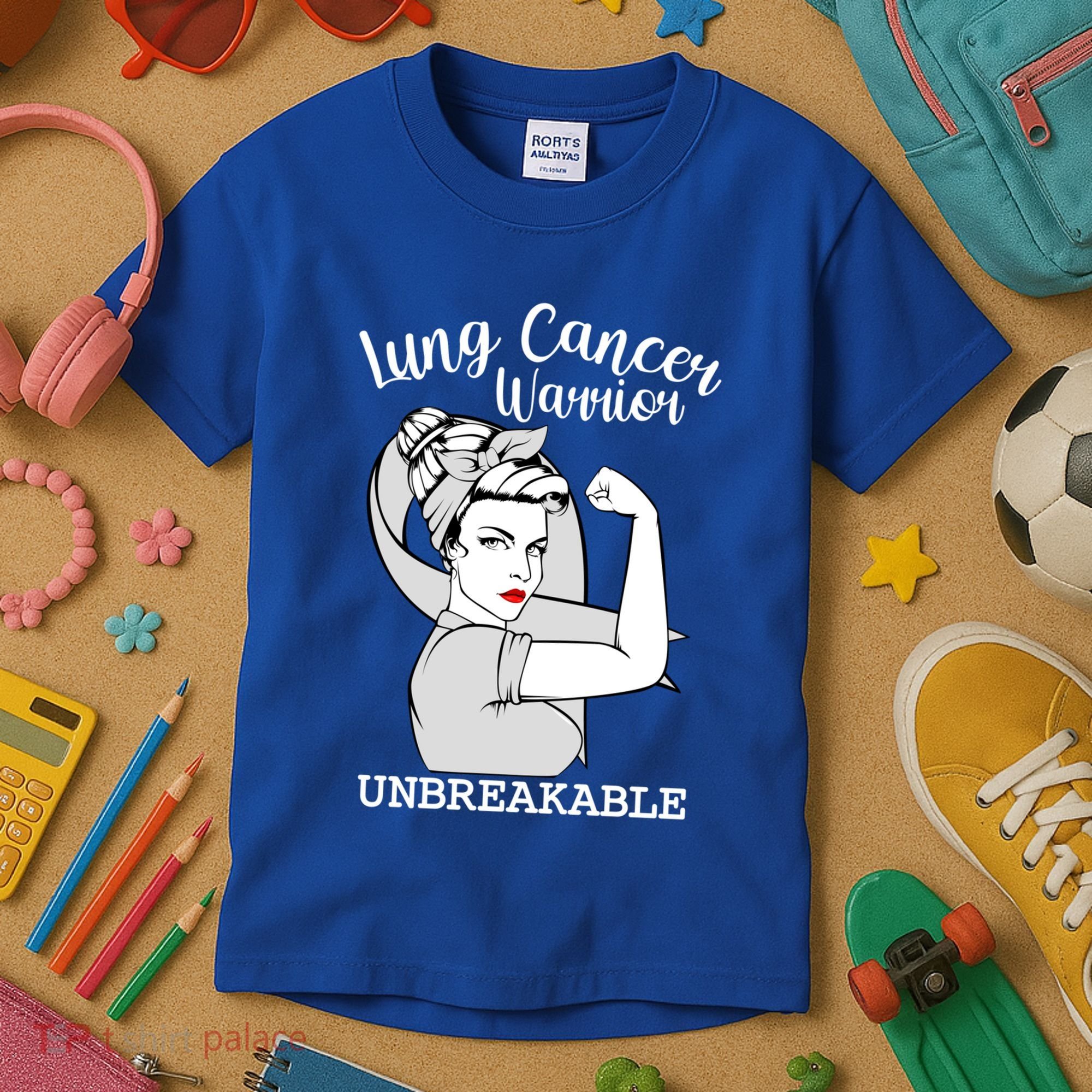 Lung Cancer Warrior Unbreakable Strong Awareness Gift Kids T-Shirt
