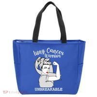 Lung Cancer Warrior Unbreakable Strong Awareness Gift Tote Bag thumb 0