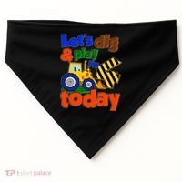 Let's Dig And Play I'm 4 Four Today 4th Birthday Party Excavator USA-Made Doggie Bandana thumb 0