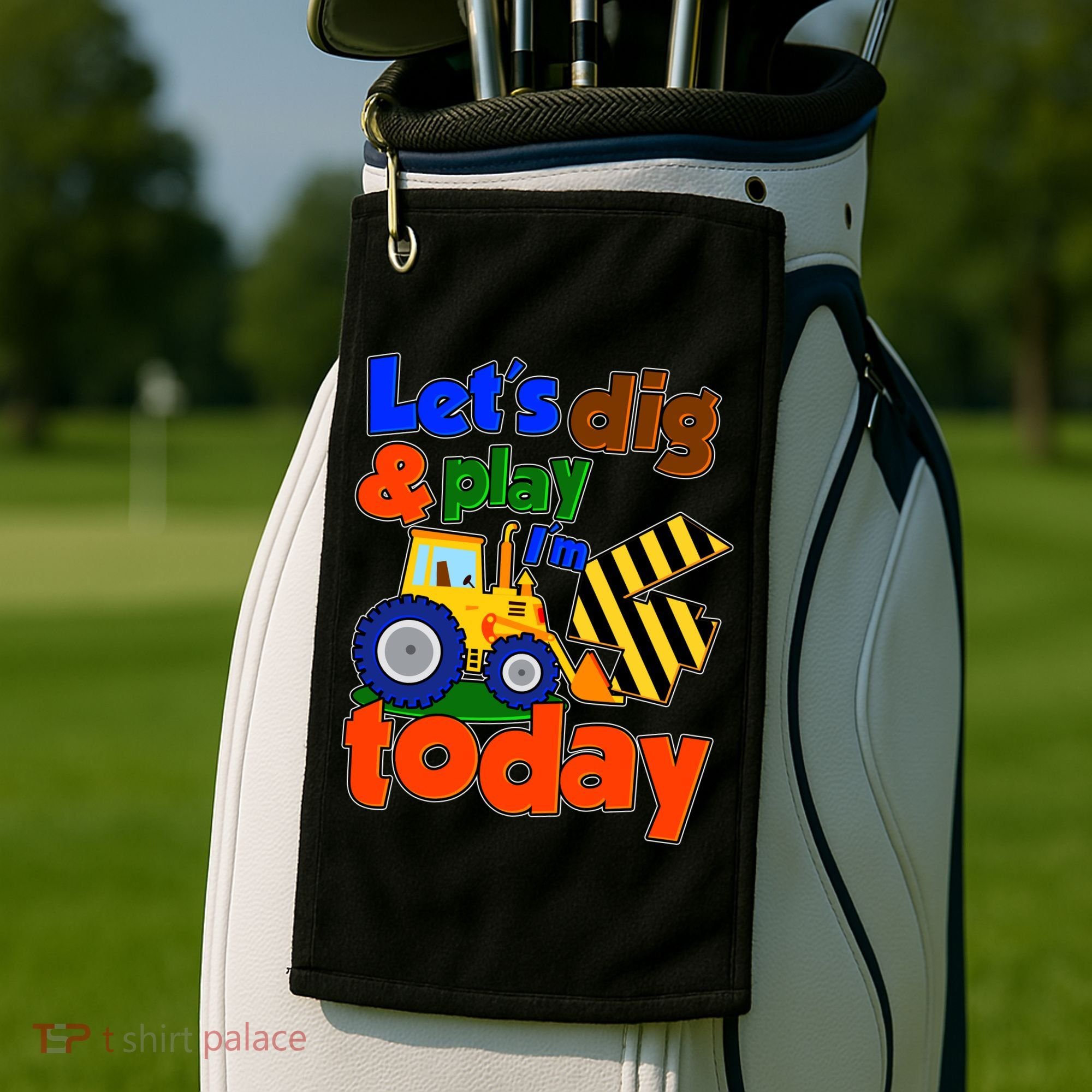 Let's Dig And Play I'm 4 Four Today 4th Birthday Party Excavator Golf Towel