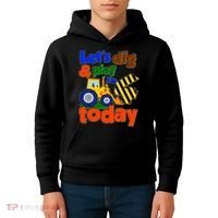 Let's Dig And Play I'm 4 Four Today 4th Birthday Party Excavator Kids Hoodie thumb 4