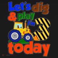 Let's Dig And Play I'm 3 Three Today 3rd Birthday Party Excavator Toddler Hoodie thumb 2