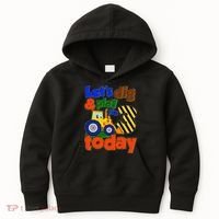Let's Dig And Play I'm 3 Three Today 3rd Birthday Party Excavator Kids Hoodie thumb 0