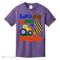 Let's Dig And Play I'm 3 Three Today 3rd Birthday Party Excavator Kids T-Shirt thumb 0