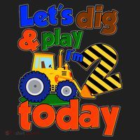 Let's Dig And Play I'm 2 Two Today 2nd Birthday Party Excavator Golf Towel thumb 3