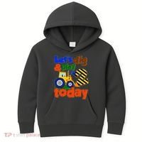 Let's Dig And Play I'm 2 Two Today 2nd Birthday Party Excavator Kids Hoodie thumb 0