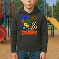 Let's Dig And Play I'm 2 Two Today 2nd Birthday Party Excavator Kids Hoodie thumb 2