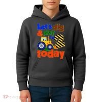 Let's Dig And Play I'm 2 Two Today 2nd Birthday Party Excavator Kids Hoodie thumb 4