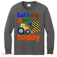 Let's Dig And Play I'm 2 Two Today 2nd Birthday Party Excavator Kids Long Sleeve Shirt thumb 0