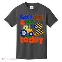 Let's Dig And Play I'm 2 Two Today 2nd Birthday Party Excavator Kids T-Shirt thumb 0