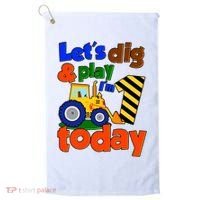 Let's Dig And Play I'm 1 One Today 1st Birthday Party Excavator Golf Towel thumb 0