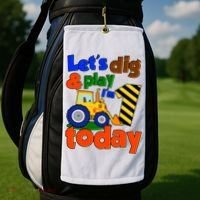 Let's Dig And Play I'm 1 One Today 1st Birthday Party Excavator Golf Towel thumb 2