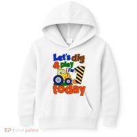 Let's Dig And Play I'm 1 One Today 1st Birthday Party Excavator Kids Hoodie thumb 0