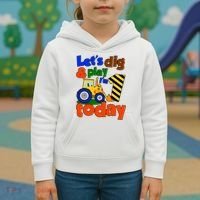 Let's Dig And Play I'm 1 One Today 1st Birthday Party Excavator Kids Hoodie thumb 3