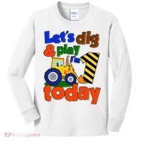 Let's Dig And Play I'm 1 One Today 1st Birthday Party Excavator Kids Long Sleeve Shirt thumb 0