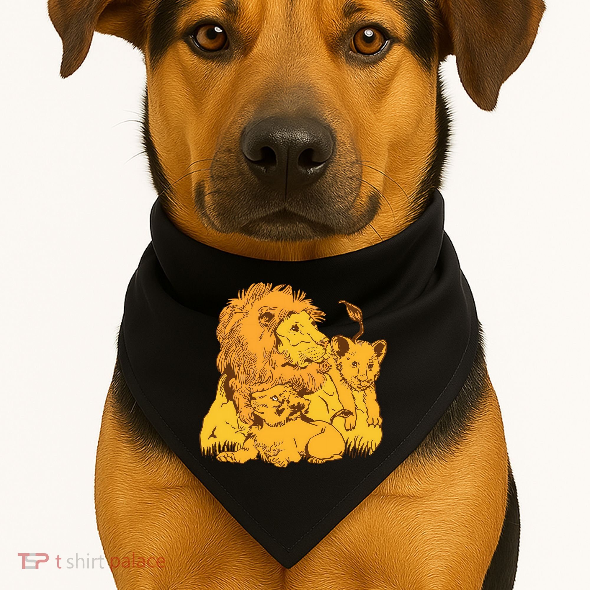 Lion Dad And Babies USA-Made Doggie Bandana