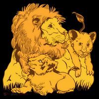 Lion Dad And Babies Bucket Hat thumb 4