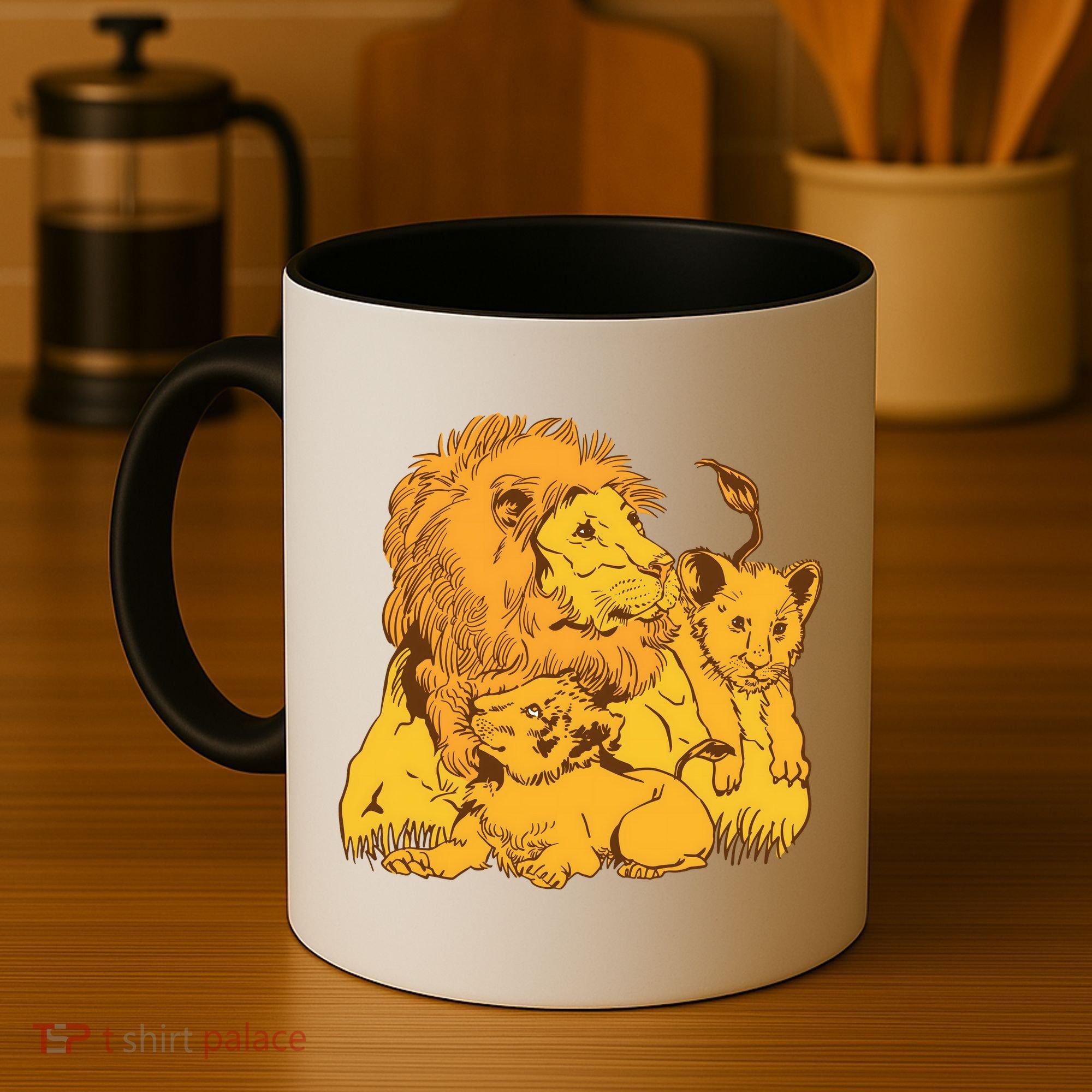 Lion Dad And Babies Coffee Mug