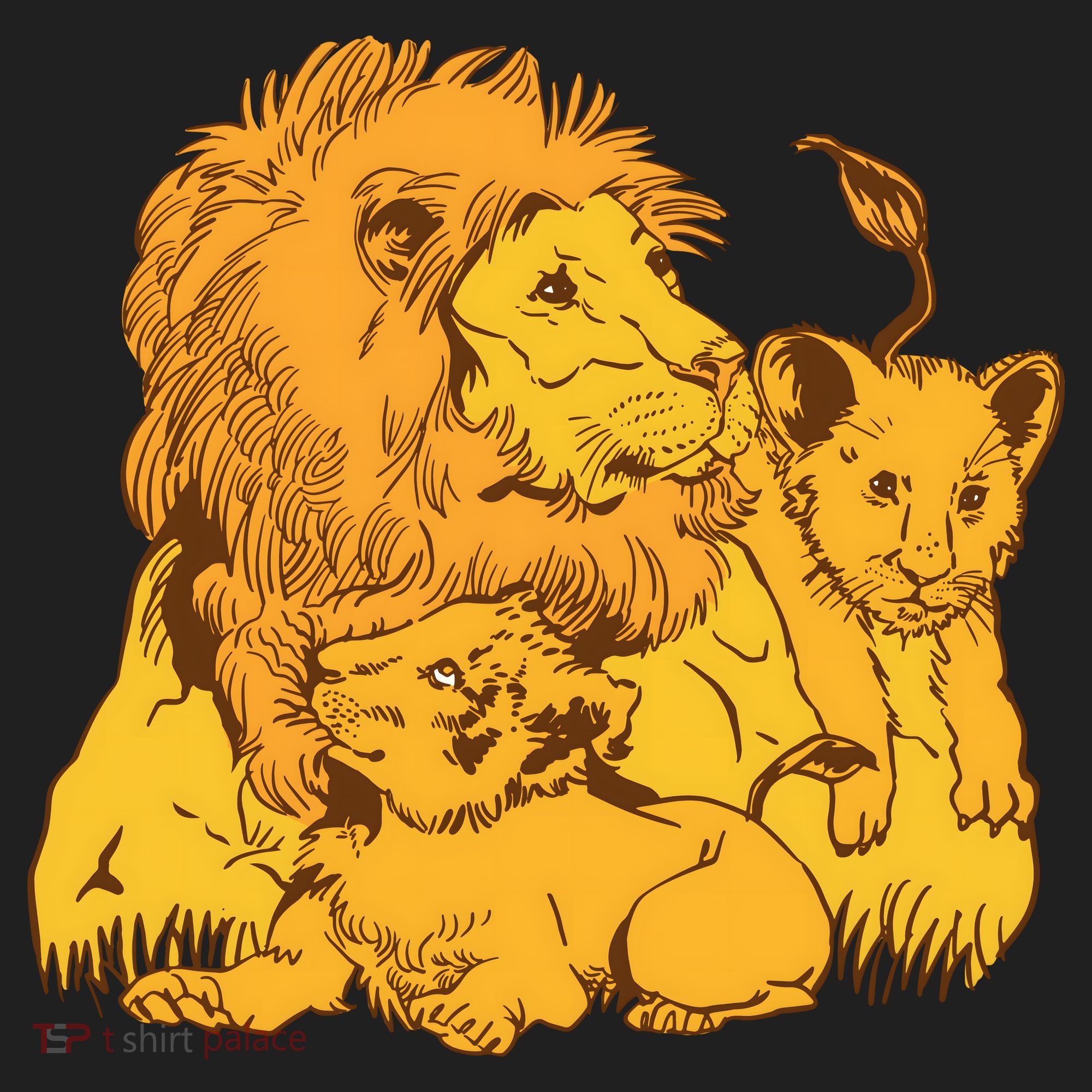 Lion Dad And Babies Hat