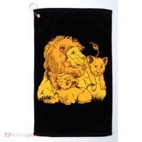 Lion Dad And Babies Golf Towel thumb 0