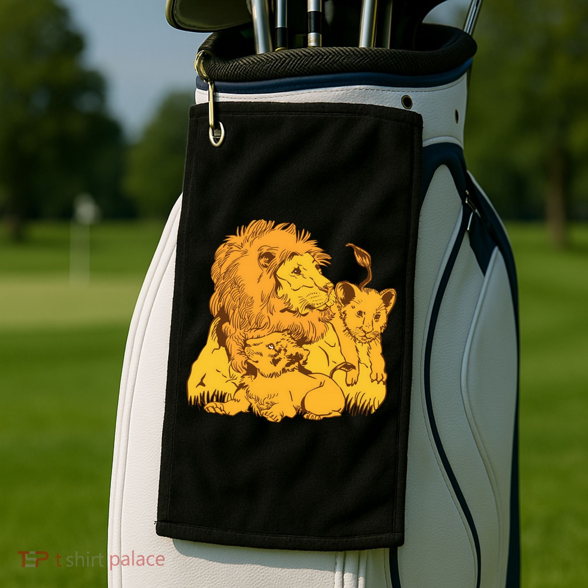 Lion Dad And Babies Golf Towel