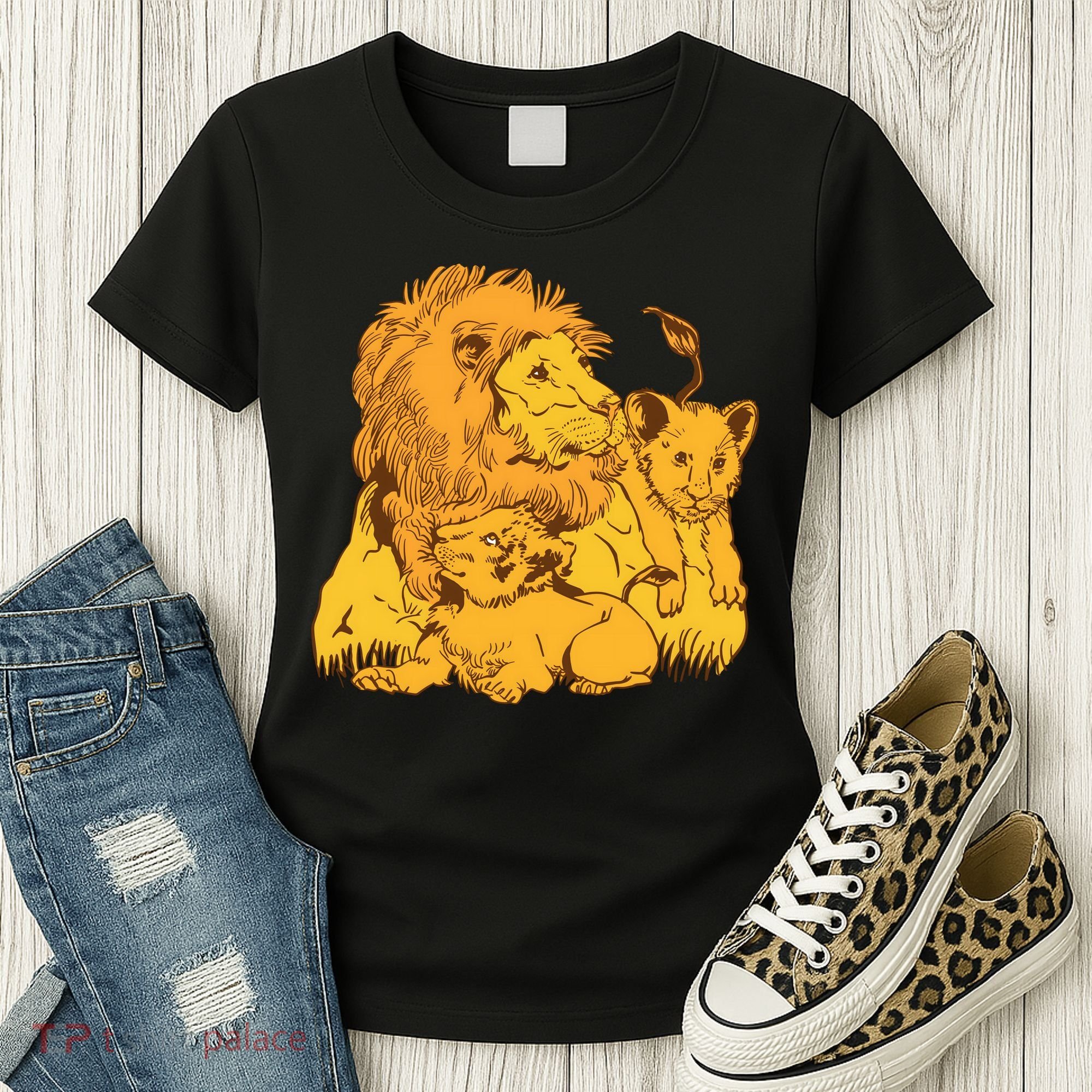 Lion Dad And Babies Women's T-Shirt