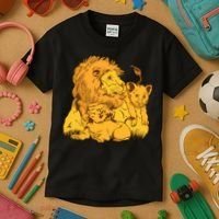 Lion Dad And Babies Kids T-Shirt thumb 3