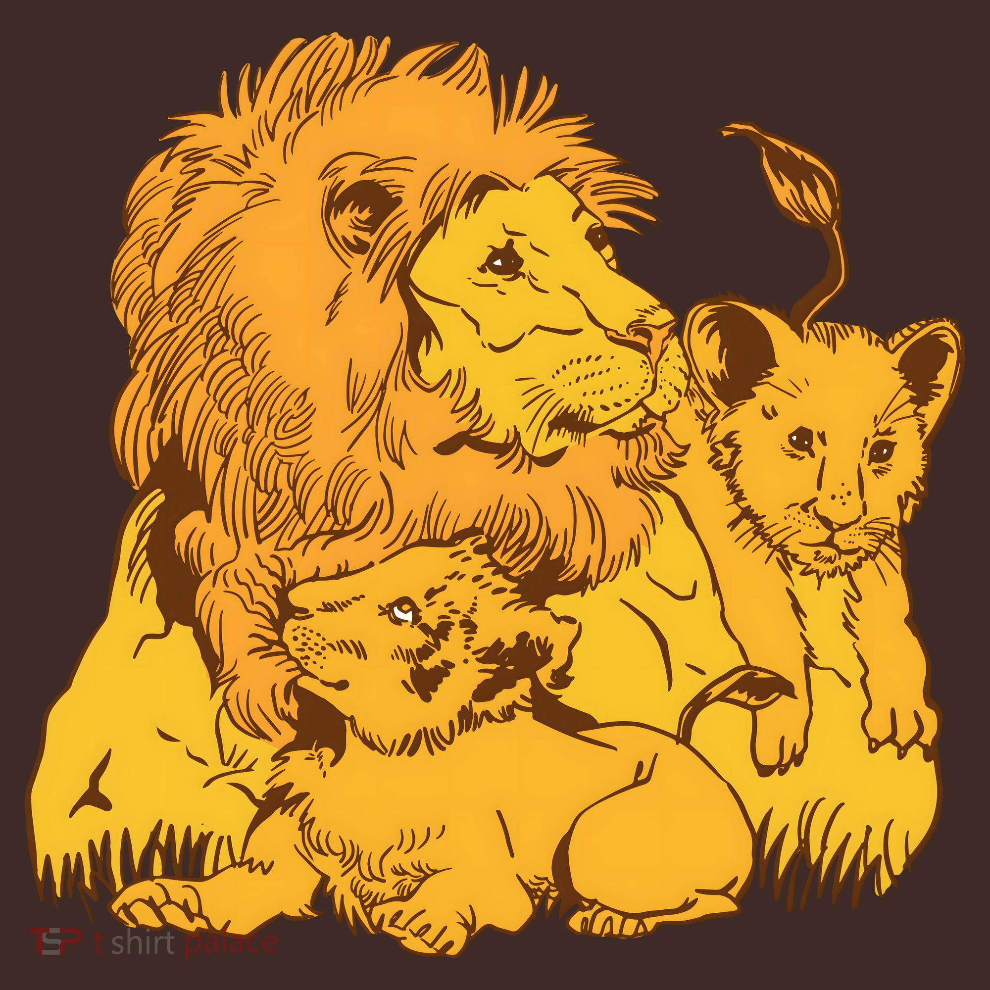 Lion Dad And Babies T-Shirt
