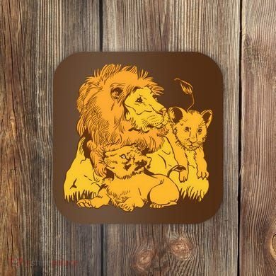 Lion Dad And Babies Coaster