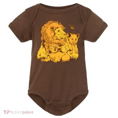 Lion Dad And Babies Baby Bodysuit